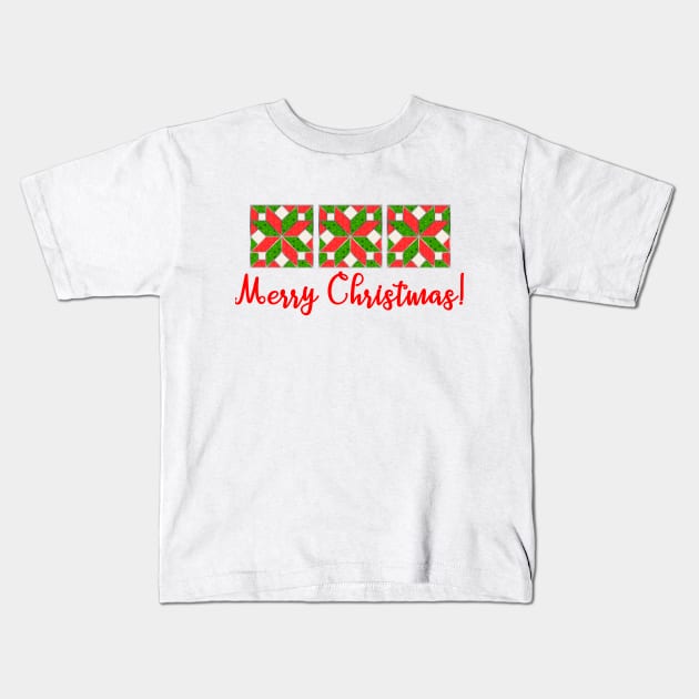 Christmas Quilt Pattern Design Kids T-Shirt by dlinca